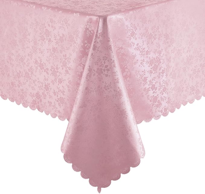 Smiry Rectangle Waterproof Heavy Duty Vinyl Tablecloths, 60 x 120 Inch | Wipeable Washable Floral Embossed Table Cover for Kitchen and Dining Room, Indoor & Outdoor Use, Dirty Pink by Smiry