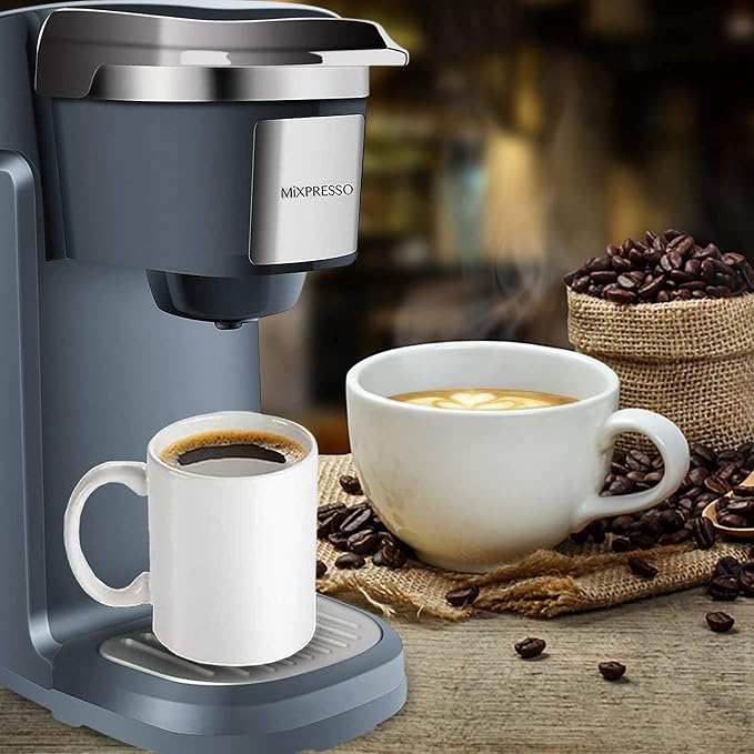Mixpresso Single Serve Coffee Maker K Cup Coffee Maker for K Pods & Grounds | Compact 800W Gray Coffee Machine with 12 Oz Water Tank, Fast Brew & Auto Shut-Off, Small Design for Travel, Office, RV & Dorm - Image 8