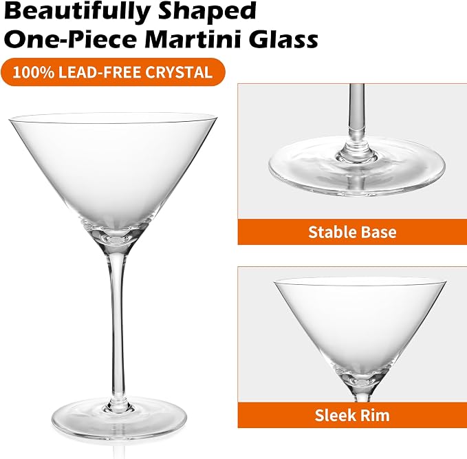 KMIGRUAN 10oz Large Martini Glasses Set of 4,Classic Crystal Cocktail Glasses,Hand Blown Martini Glass for Espresso Martini, Cosmopolitan, Manhattan, Home Bar Gift Set - Image 5