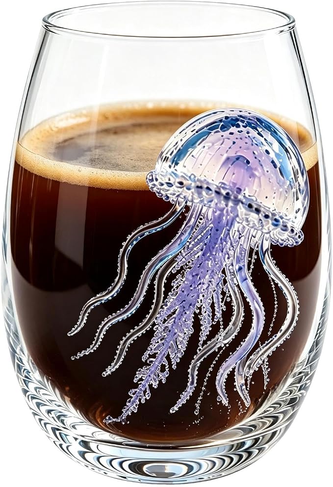 Blue Ring Octopus Glass, 3d oceans animal artisan glassware | handblown octopus glass, 9.3x7cm, stemless tumbler, borosilicate, marine decor, coastal barwares, oceans lover gift - Image 7