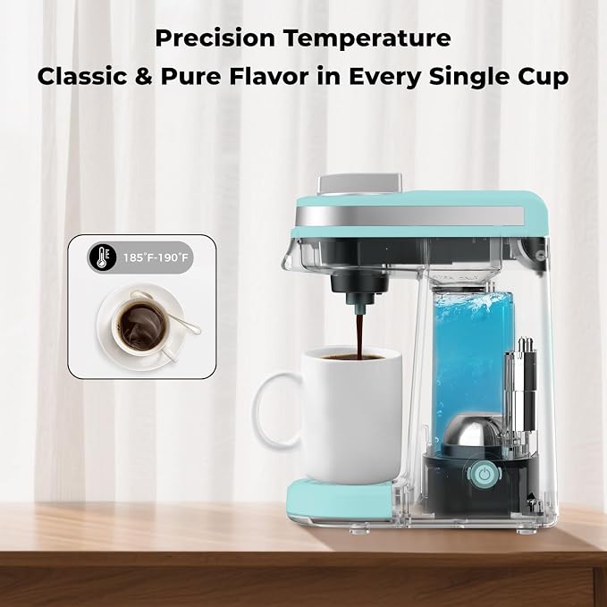 CHULUX Mini Coffee Maker for K Capsule, Single Serve Coffee Maker for One Cup Americano, Lightweight Pod Coffee Machine, Aqua | Fast-Heating Boiler System, Single Cup Brewing, Portable Compact Design, Four-Hole Multi-Stream Needle, Adjustable Drip Tray - Image 3