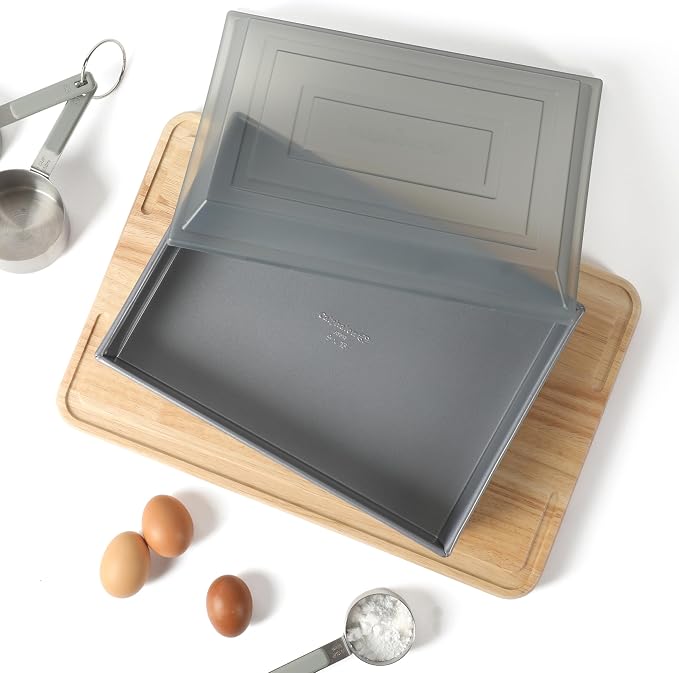 Calphalon Titan Bake Pan with Lid, 13 x 9 Inch Cake Pan, Baking Cake Pan, Nonstick 2-Pack Bakeware Set, Aluminized Steel PFOA-Free for Even Heating, Commercial Quality Baking - Image 4