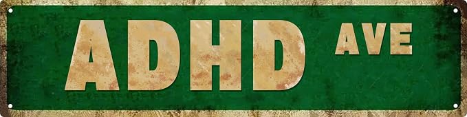 Funny Adhd Ave Man Cave Accessories Kitchen Signs Farmhouse Wall Decor Vintage Metal Tin Signs Street Signs Home Room Door Decor 4x16 in by LMDDFZS