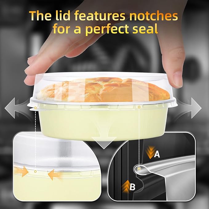 Beasea Disposable Tart Pans with Lids, 120 Pack 7.3oz Mini Pie Tins Creme Brulee Ramekins Aluminum Foil Pie Tart Cake Baking Pans Tins Cheesecake Containers for Birthday Party - Sage Green - Image 4