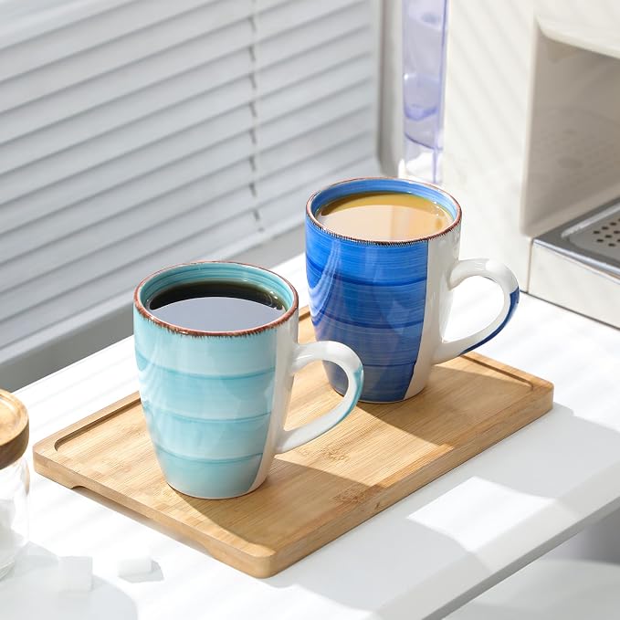 vancasso Bonita 16 Oz Large Coffee Mugs Set of 6, Ceramic Coffee Cups for Cappuccino, Latte, Tea, Cocoa, Blue - Image 7