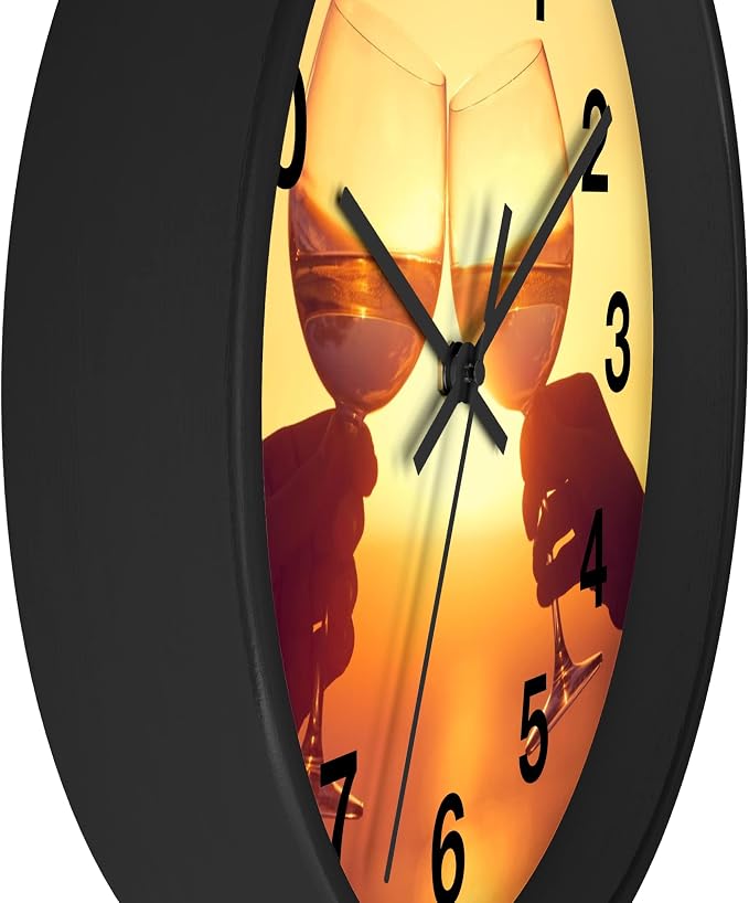 Mozingo ~ Wine Clock for Kitchen Bar Wall It's Wine O'clock Silent Time Gift Home Decor Made In USA, 10" (Hour Marks - Numbers, Clock Frame Color - Black, Wine Theme #05) - Image 2