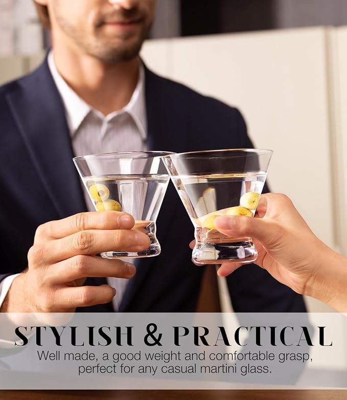 Martini Glasses Set of 2, 8oz Coupe Cocktail Glasses for Margarita | Manhattan, Cosmopolitan, Espresso, Home Bar, Evening Parties, Birthdays, Housewarming Gift - Image 3