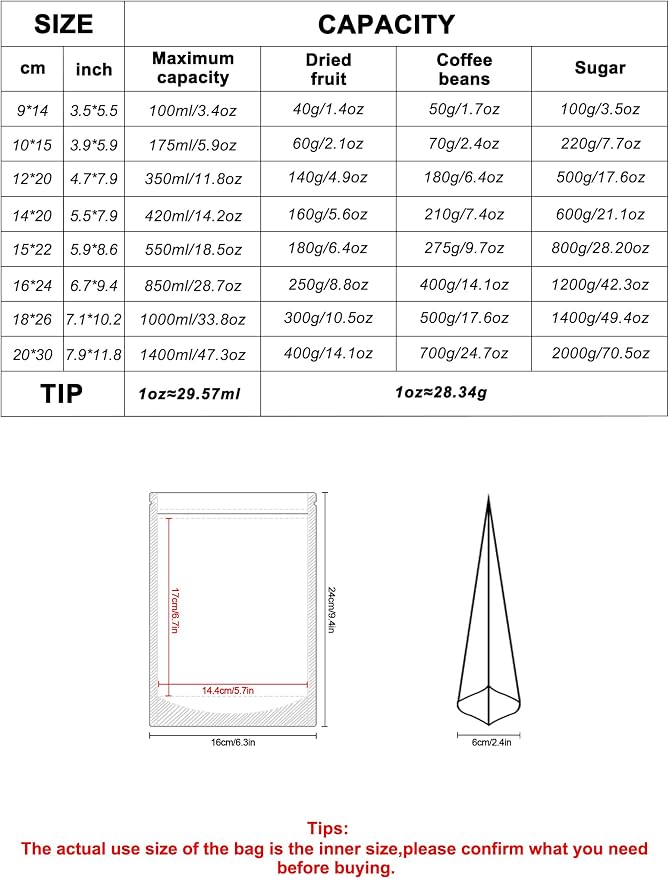 FireKylin 100 PCS Stand Up Pouches,6.3" x 9.4" Paper Bags With Window Clear Front Pouches Resealable Zipper Food Storage White - Image 2