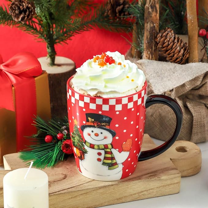 HASENSE Christmas Coffee Mugs Set of 4,15 oz Ceramic Holiday Cups with Handles, Matching Xmas Mugs for Hot Cocoa,Coffee or Tea,Ideal Xmas Gifts for Family,Friends,and Holiday Parties,Colorful - Image 5