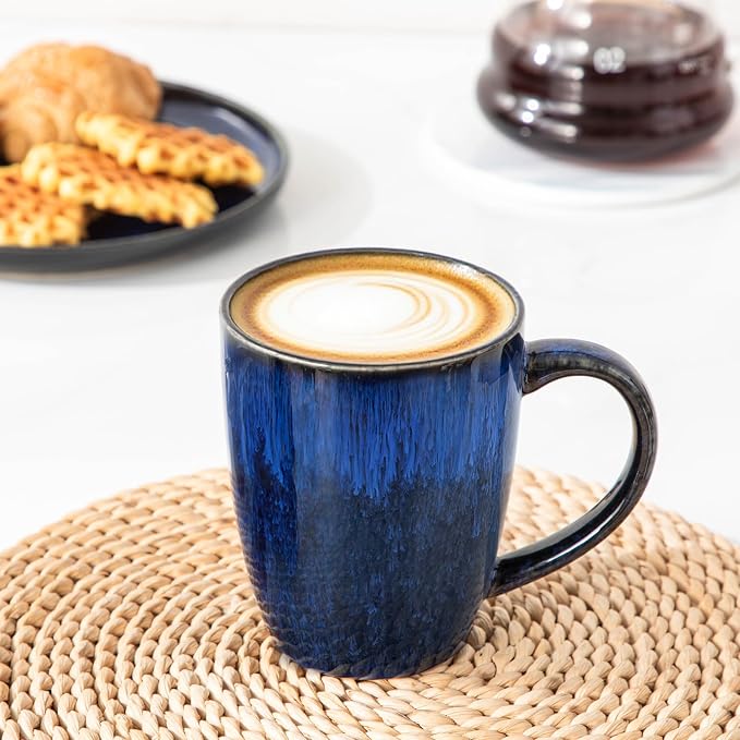 vancasso STARRY Ceramic Coffee Mug Set of 6, 16 Oz Tea Cups with Handle for Latte, Tea, Cappuccino, Milk, Cocoa, Microwave&Dishwasher Safe, Blue - Image 7