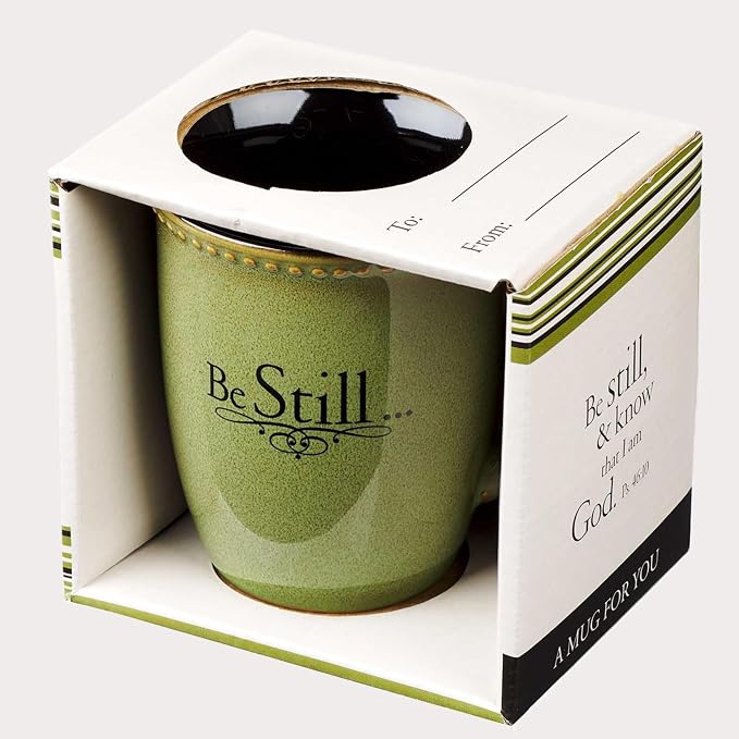 Christian Art Gifts Sage Green Stoneware Coffee Mug – 13 oz. Microwave and Dishwasher-safe Lead-free Inspirational Scripture Coffee and Tea Mug for Men & Women with Bible Verse: Be Still – Psalm 46:10 - Image 6