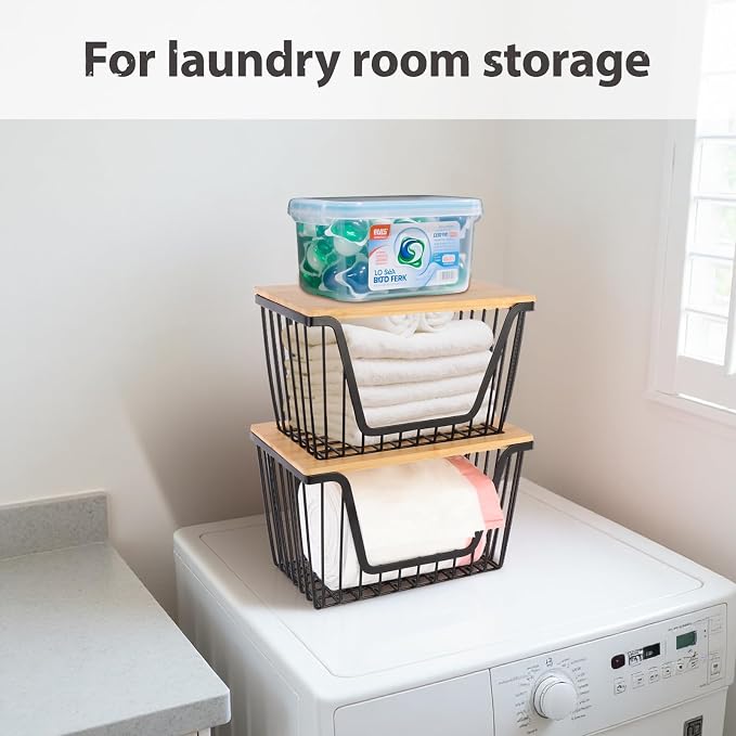 2 PACK Pantry Organizers and Storage, Stackable Onion Potato Bins | Large Wire Storage Basket, Breathable Design for Onion, Potato, Garlic, Fruit, Vegetables Fresh, Kitchen Pantry Storage - Image 8
