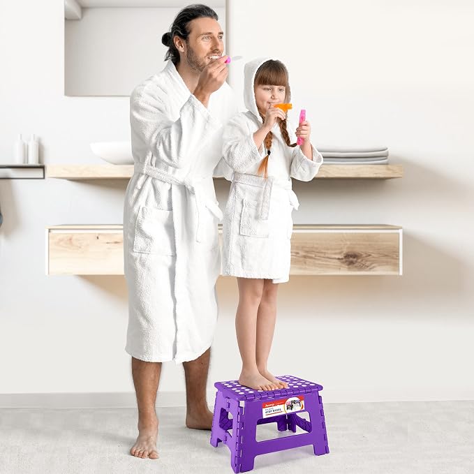 ACSTEP Folding Step Stool 9 Inch, Non-Slip Foldable Stools for Kids, Purple | Heavy Duty Collapsible Foot Stool, Lightweight, Holds 300lb for Toddler/Adults Kitchen Bathroom Bedroom Outdoor, with Handle - Image 2