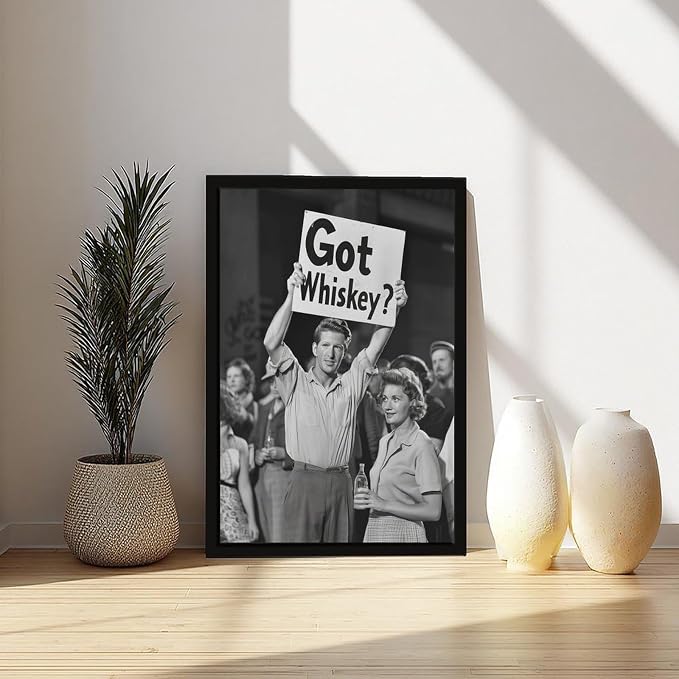 UXCBIA Got Whiskey, Black And White, Alcohol Speakeasy Poster, Prohibition, Protest Art Canvas Poster Bedroom Decor Sports Landscape Office Room Decor Gift Black Frame 08x12in(20x30cm) - Image 6