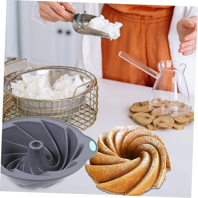 SHOWERORO 1pc Silicone Baking Mold for Chiffon Cake Steel Design Microwave Oven Safe Tool Light Grey - Image 8