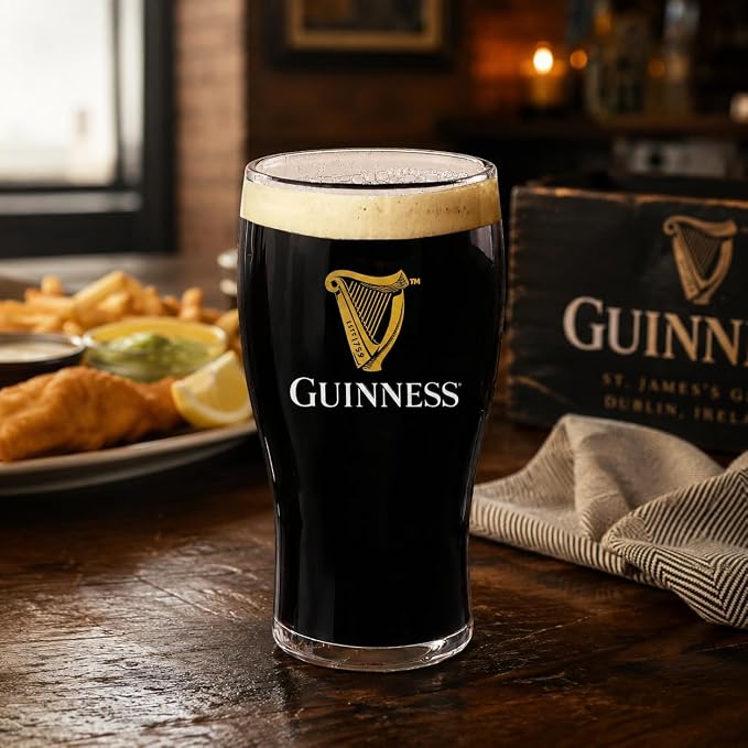LORD'S ROCKS Guinness Official 20oz Pint Glasses – Set of 2, Branded Tulip Shape Beer Glassware – Classic Irish Pub Style - Image 3