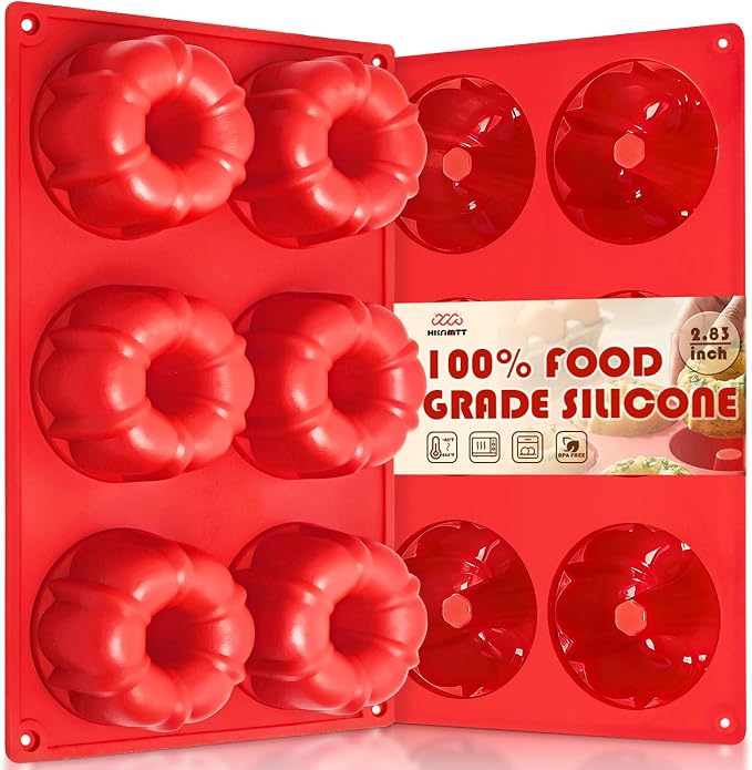 HKNMTT 2Pcs Mini Fluted Cake Pans 6-Cavity Non Stick Buntz Pan BPA Free | Food-Grade Silicone, Oven Safe, Easy Release, for Baking Cakes, Jelly, Brownie by HKNMTT