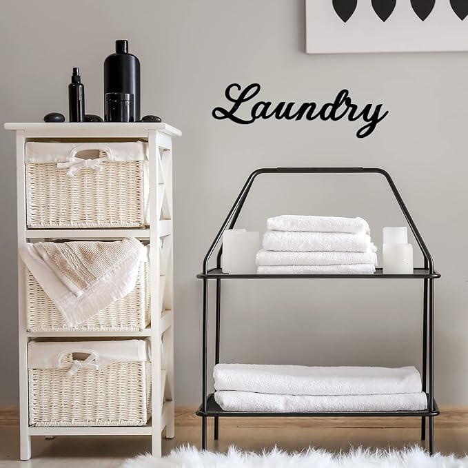 Jetec Laundry Room Decor Sign, Vintage Metal Laundry Sign Wall Decor Farmhouse Door Art Vintage Room Wall Art with Black Letter - Image 3