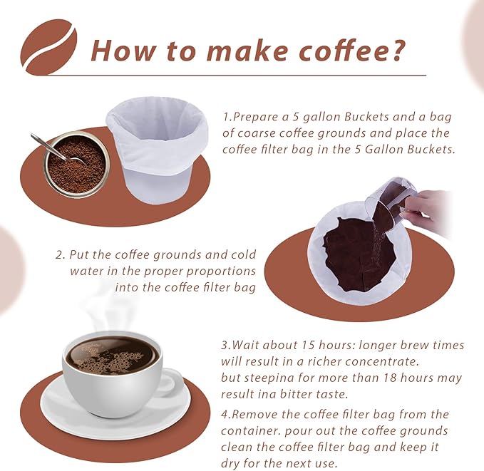 Cold Brew Coffee Filter Bag Compatible With Toddy Cold Brew System Strainer Bag for 5 Gallon Commercial Brewers, Washable & Reusable - 2 Pack