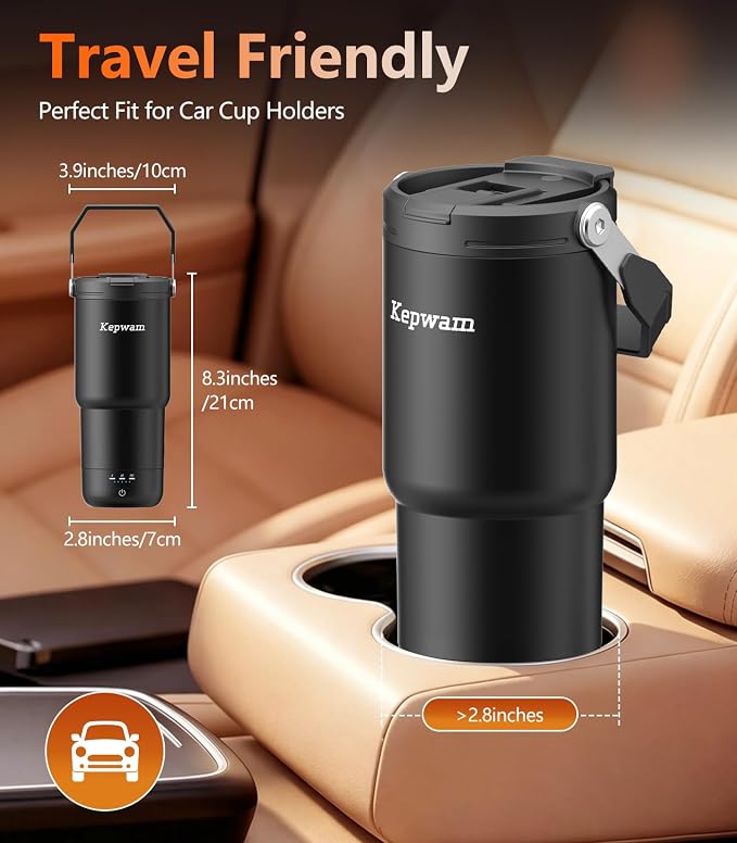 Kepwam Heated Coffee Mug Rechargeable T3, 20oz Self-Heating Travel Mug for Coffee with 1℉ Precise Temperature Control & App, Portable Cup Warmer for Outdoor & Car (Fits Cup Holders) - Image 7