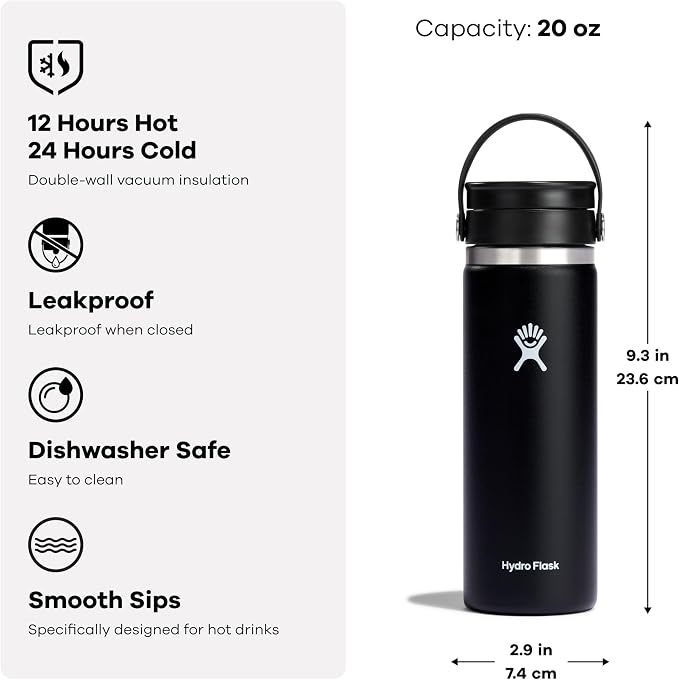 Hydro Flask Flex Sip Coffee Tumbler – Insulated Stainless Steel, Non Spill, Leak Proof Travel Cup 20 Oz Popstar Pink - Image 6
