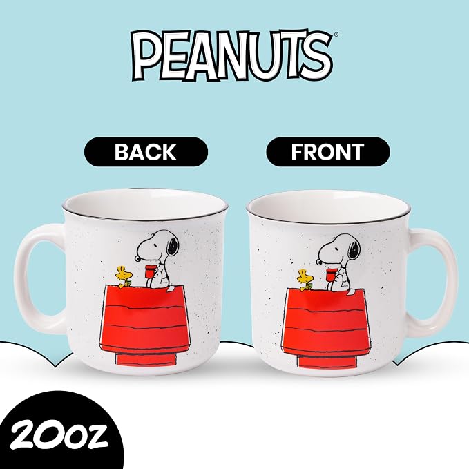 Silver Buffalo Peanuts Snoopy and Woodstock Get Cozy Ceramic Camper Mug, 20 Ounces (Pack of 12) - Image 2