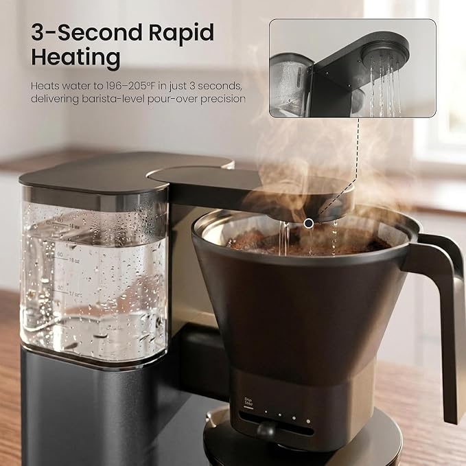 Kismile SCA-Certified 8-Cup Drip Coffee Maker with Pour-Over Control | 3-Second Heating at 197–205°F, Adjustable Flow, Removable 1.25L Water Tank, 20-Min Cold Brew and 40-Min Keep Warm - Image 3