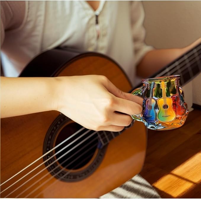 3D Guitar Art Glass Coffee Mug 12 oz – Colorful Handcrafted Cup for Coffee, Tea, Milk – Music Lover Gift – Artistic Glass Mug for Men & Women – Unique Home Décor - Image 5