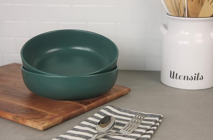 10 Strawberry Street Wazee Matte 9"/48oz Serving Bowl, Set of 2, Emerald Green - Image 3