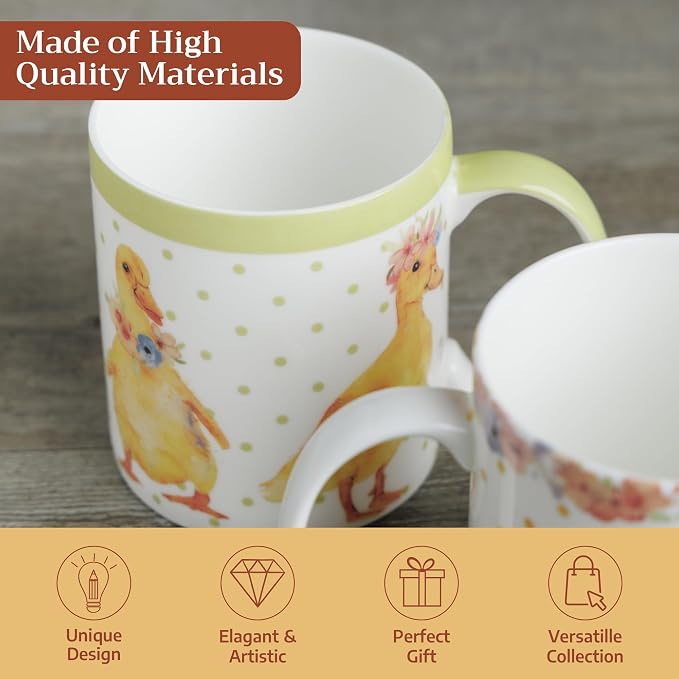 Maison d' Hermine Coffee Mug with Handles Tea Cups (12 Ounce, Pack of 1) | Fine Bone China Coffee Mugs for Hot Beverages Cappuccino Latte Home Spring Summer -Ducklings In Spring - Happy Ducklings - Image 3