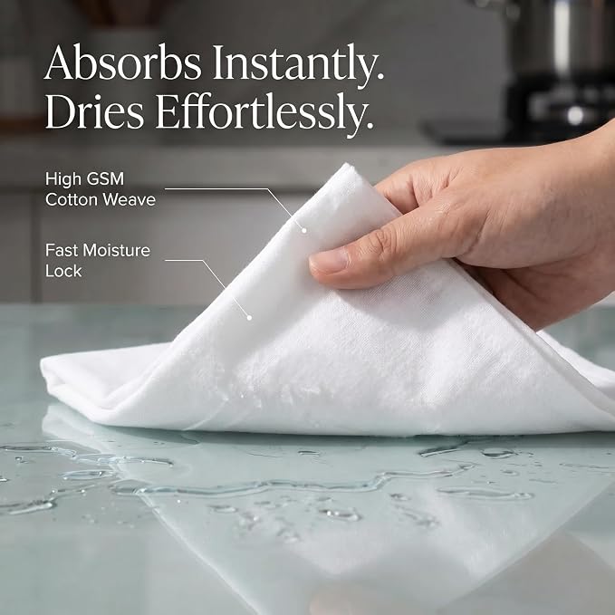Urban Villa Kitchen Towels Cotton Dish Towels 20”x30” (Set of 6) White - Image 2