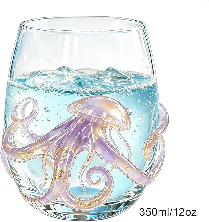 Drinking Glasses 350ml, Glassware, Marine Animal Themed Bar Glasses | Cocktail Glasses for Milk Ice Water Juice Tea Beer Mother Dad Wife - Image 5