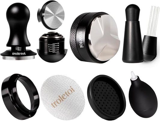 7 PCS Espresso Accessories Kit: 51mm Espresso Tamper, Coffee Distributor, Puck Screen, Dosing Funnel and WDT Tool Espresso Machine Accessories, Premium Espresso Tool Kit