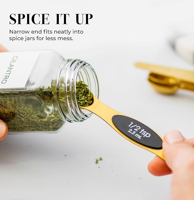 Styled Settings Magnetic Measuring Spoons Set, Gold | Stainless Steel Gold Measuring Spoons for Cooking and Baking - Cute and Durable Gold Kitchen Accessories - Great for Gifting - Image 6