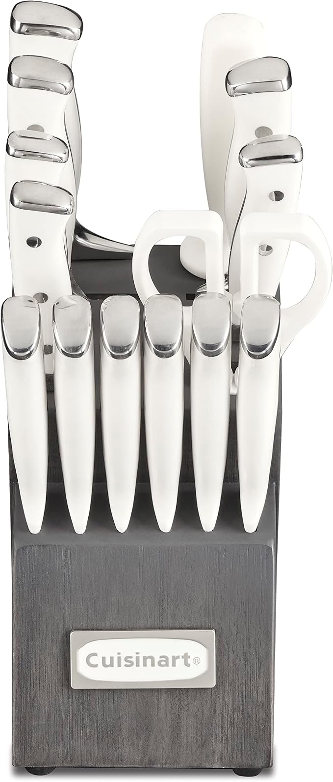 Cuisinart 15-Piece Knife Set with Block, High Carbon Stainless Steel, Forged Triple Rivet, White/Charcoal Gray C77WTR-15PCG - Image 2