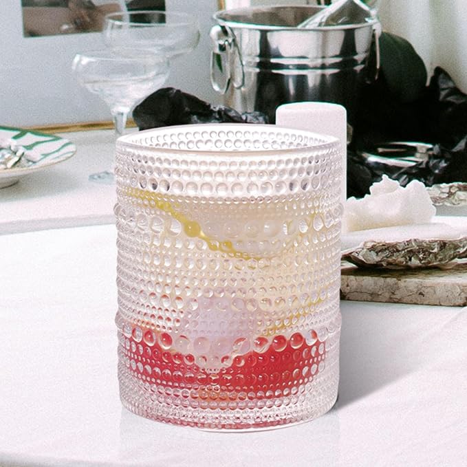 Set of 4 Hobnail Drinking Glasses, 12oz, Vintage Jupiter Drinking Glasses,Embossed Old Fsahioned Glassware for Beer,Water,Juice,Cocktail,Whiskey,Gift (Clear, Small) - Image 6