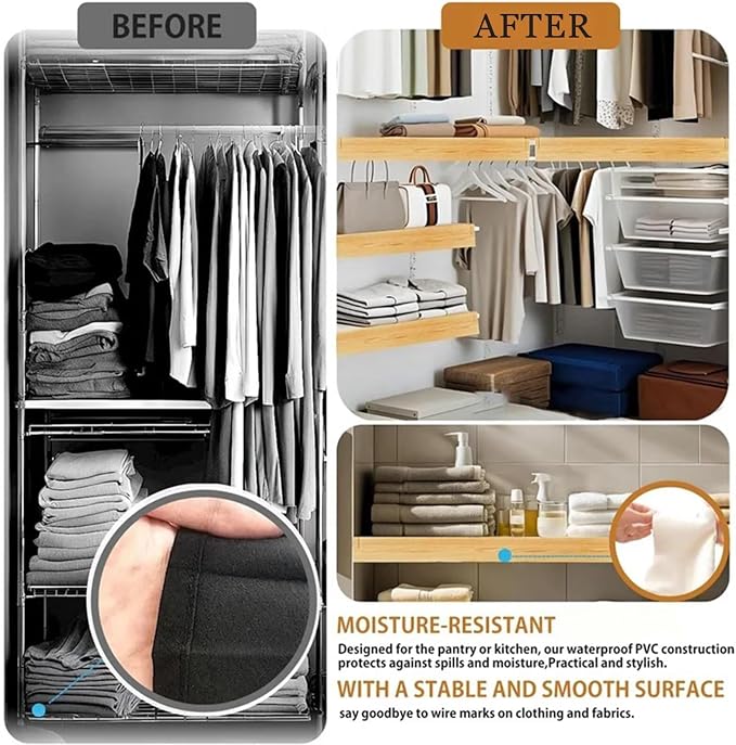 Wire Rack Covers for Shelves, 5 PCS 46x9x3 in PVC Wire Shelf Covers for Pantry Kitchen Closet Bathroom Office Shelving, Moisture-Resistant & Removable - Image 4