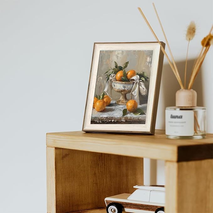 XOCUUI Farmhouse Still Life Picture Living Room - Rustic Vintage Decor for Bedroom - Tangerine Orange Fruit Moody Muted Oil Painting Art Deco Wall Art for Kitchen - 8x10inch Unframed - Image 8