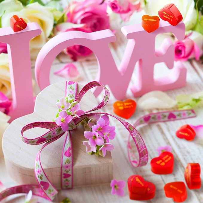Patelai 4 Pieces Conversation Heart Molds Mixed Size 40 Holes Valentine's Day Heart Shaped Silicone Molds Non Stick for Chocolate Fondant Jelly Pudding Dessert Baking Candy(Red, Pink) - Image 5