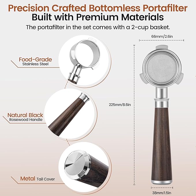 ShanSon Espresso Accessories Kit,7-in-1 54mm Compact Espresso Tamper Set: Espresso Tamper, Distributor, Bottomless Portafilter, Dosing Funnel,Station