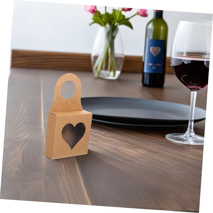 TEHAUX 30pcs Kraft Paper Hanging Wine Boxes with Window, Decorative Candy and Cookie Packaging Boxes for Wrapping, Suitable for Party and Holiday Presentations - Image 4