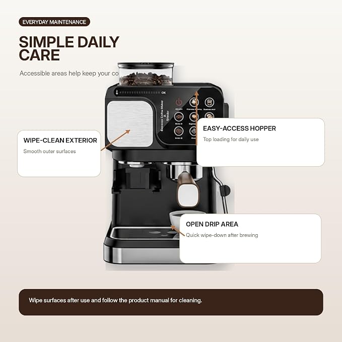 All-In-One Espresso Machine High-Pressure Extraction | Manual operation mode gives you full control over your custom coffee brew.(Black) - Image 7