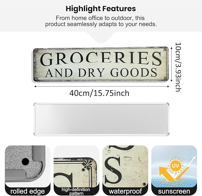 Pantry Sign Grocery Tin Sign General Farmhouse And Kitchen Wall Decor General Store Decorations 4×16 Inches - Image 2