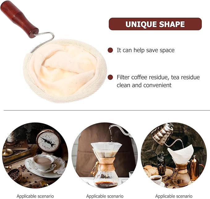 Reusable Coffee Filter Bag with Strong Filtration Large Red Handle Washable for Home Brewing Milk Tea Juice and Soybean Milk Filtering