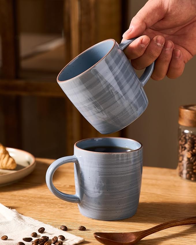 famiware Coffee Mugs Set of 6, Meteor 13 oz Ceramic Mug Cup Set with Handle for Coffee, Tea, Cappuccino, Latte, Milk, Blue Gray - Image 6