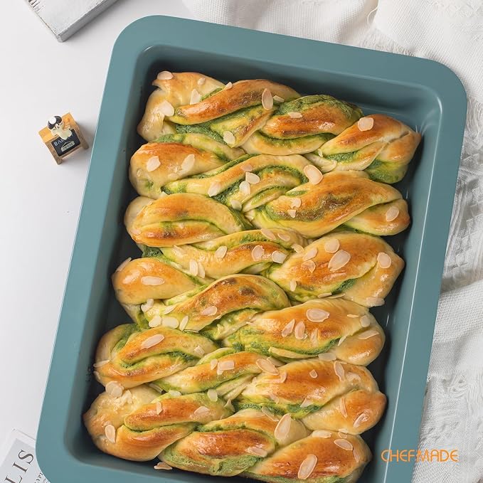 CHEFMADE Baking Pan, 15" Nonstick Lasagna Sheet Pan for Oven (Green) | Deep 1.9" carbon steel bakeware. Nonstick coating, wide edges for easy handling. Oven-safe for roasting, cookies, casseroles - Image 3