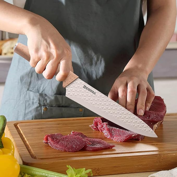 Kitchen Knife Set With Block,6-Piece Professional Chef Cooking Knives Set For Kitchen,Non-Stick Stainless Steel Knife Block Set - Image 4