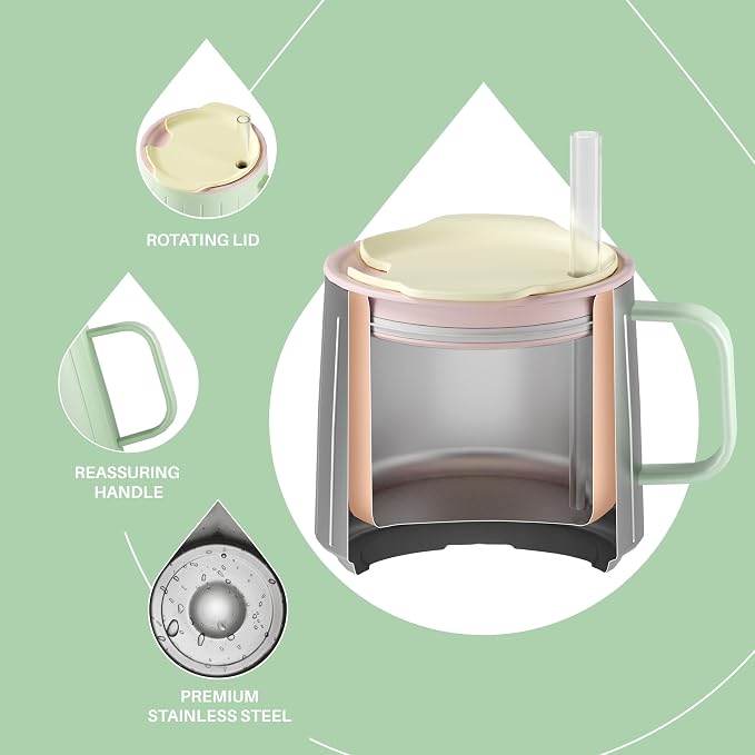 Ideus 14 oz Insulated Coffee Mug with Handle and Lid, Double Wall Stainless Steel Vacuum Thermal Coffee Mug, Travel Coffee Cup for Home and Office, Mint Green - Image 3