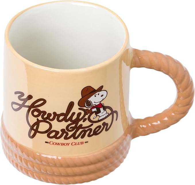 Silver Buffalo Peanuts Western Howdy Partner, 3D Sculpted Mug, 20oz | Ceramic, 0.59 Liters - Image 3