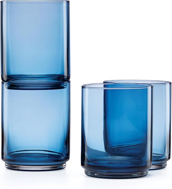 Lenox 894462 Tuscany Classics Stackable 4-Piece Tall Glasses, Blue, 14 oz by Lenox
